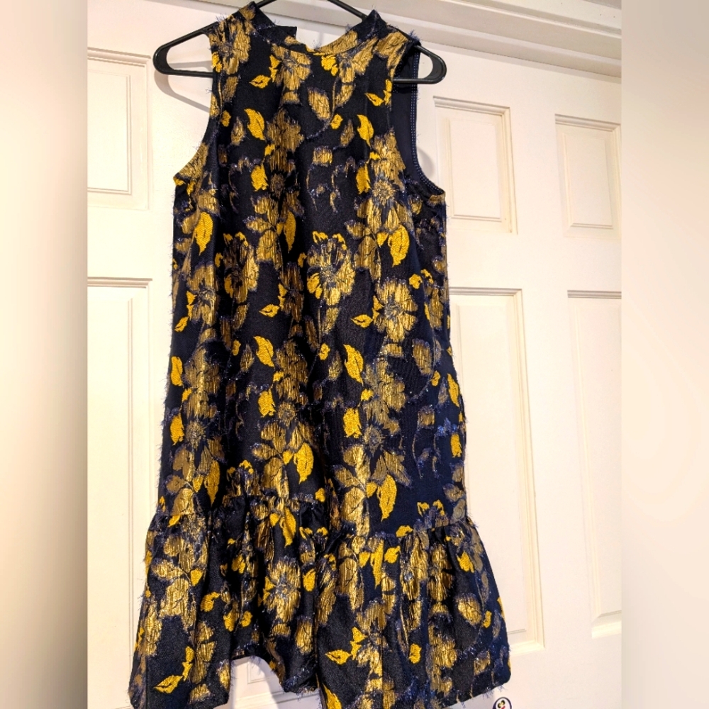 Anthropologie Navy Polka Dot Dress